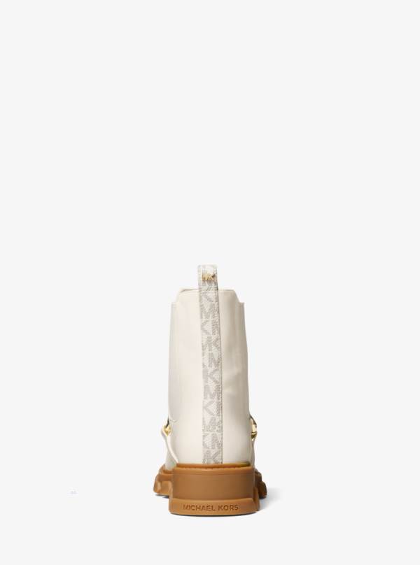 Damske Clenkove Cizmy Michael Kors Scarlett Embellished Leather Krém - Topanky Michael Kors Outlet | OYZUH-4856